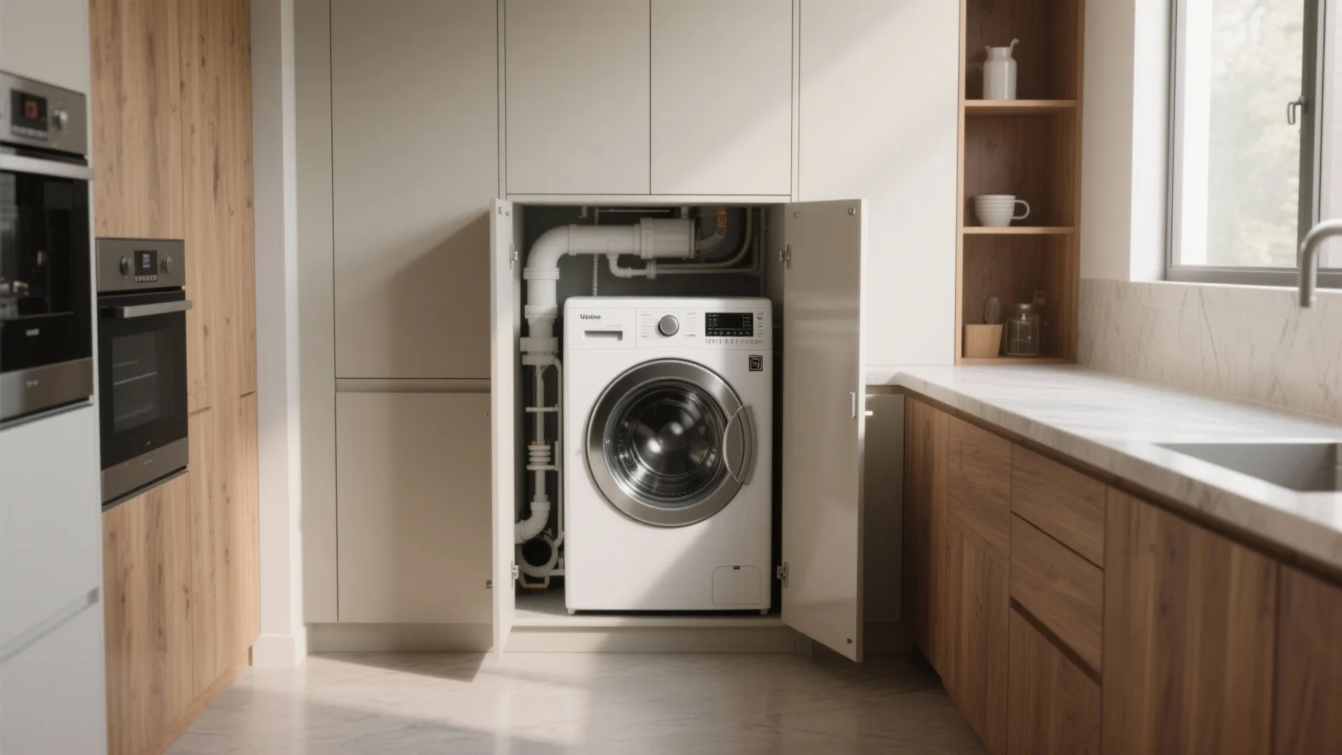 4. Integrate Laundry Into Kitchen/Bathroom Cabinetry