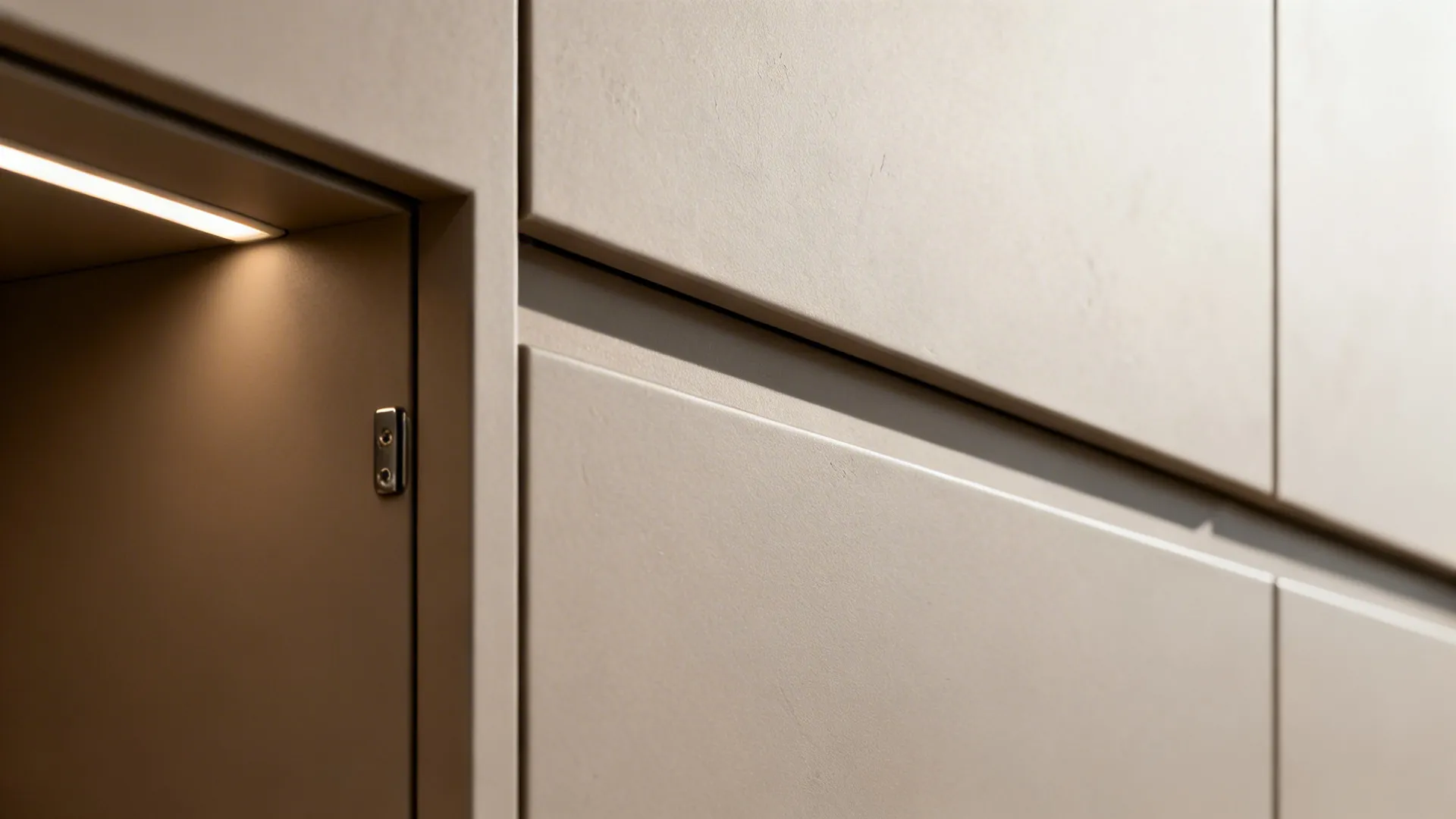 Minimalist Hidden Storage with Integrated Lines