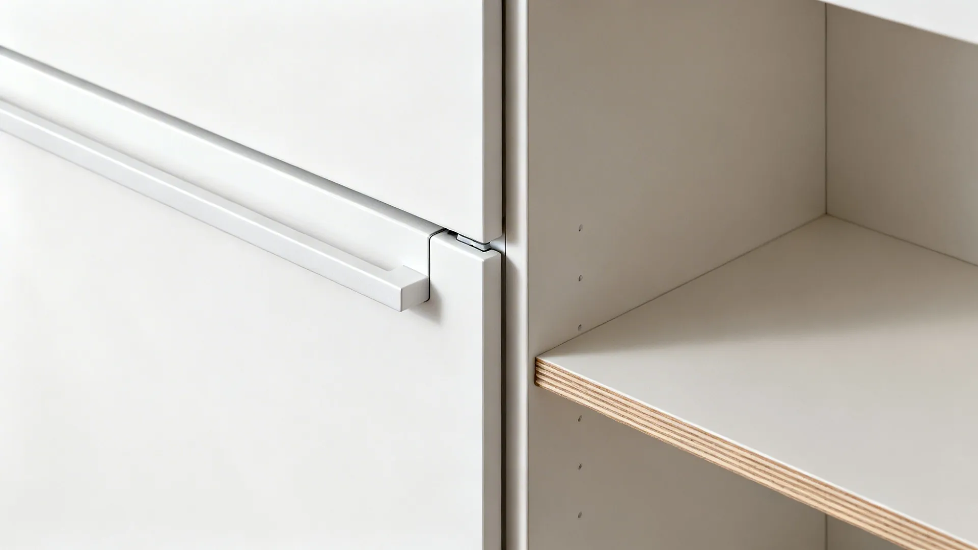 Minimalist Kitchen Storage with Hidden Lines