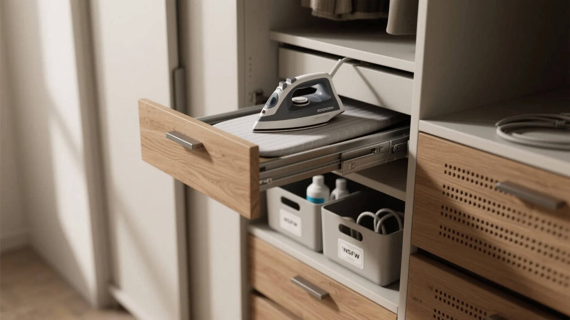 Cabinetized Multi-Tasking: Ironing + Cleaning Nook