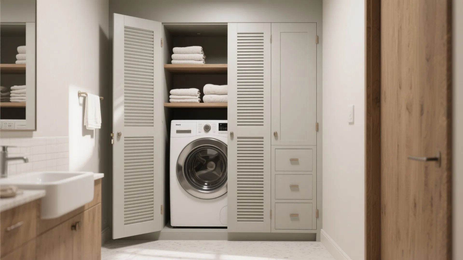 3. Hidden Efficiency: Cabinetized Laundry Nooks