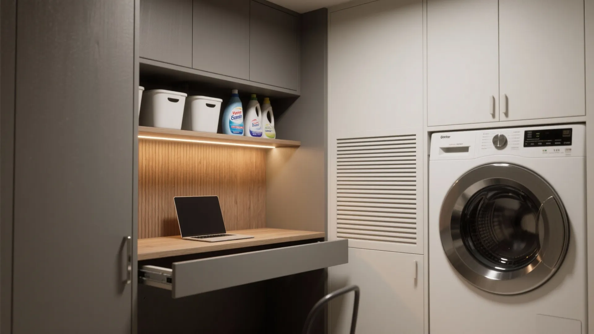 Cabinetized nook with pull-out work surface