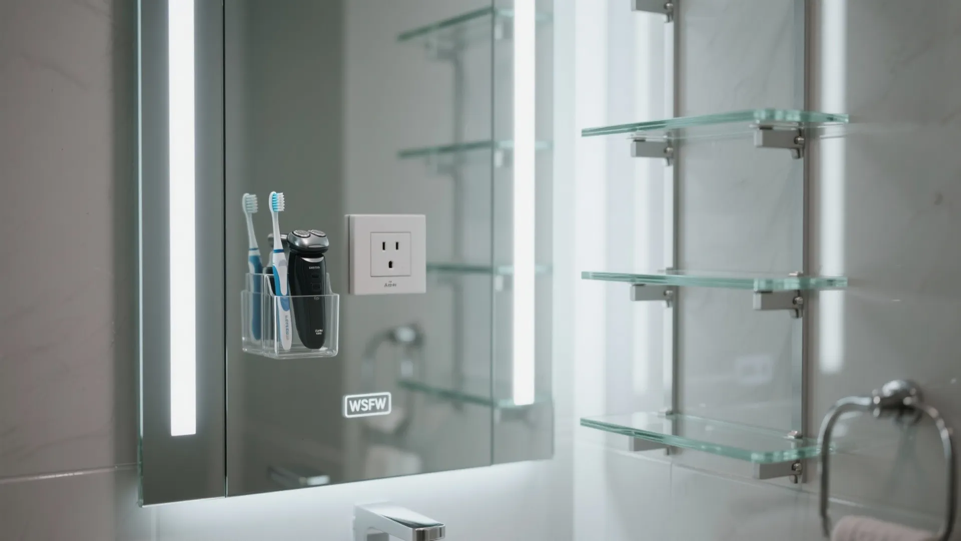 Medicine cabinets with mirrors, lights, and hidden charging