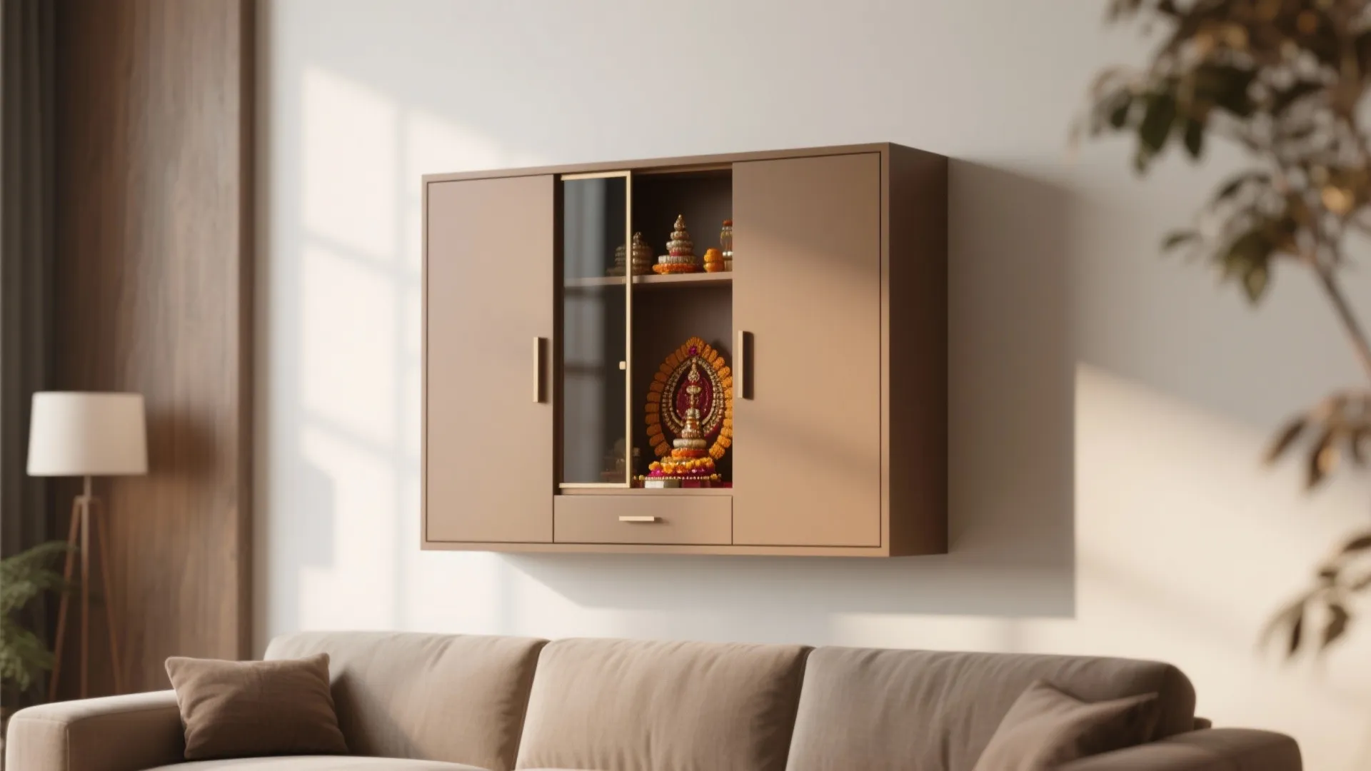 Compact Cabinet Style Pooja Unit