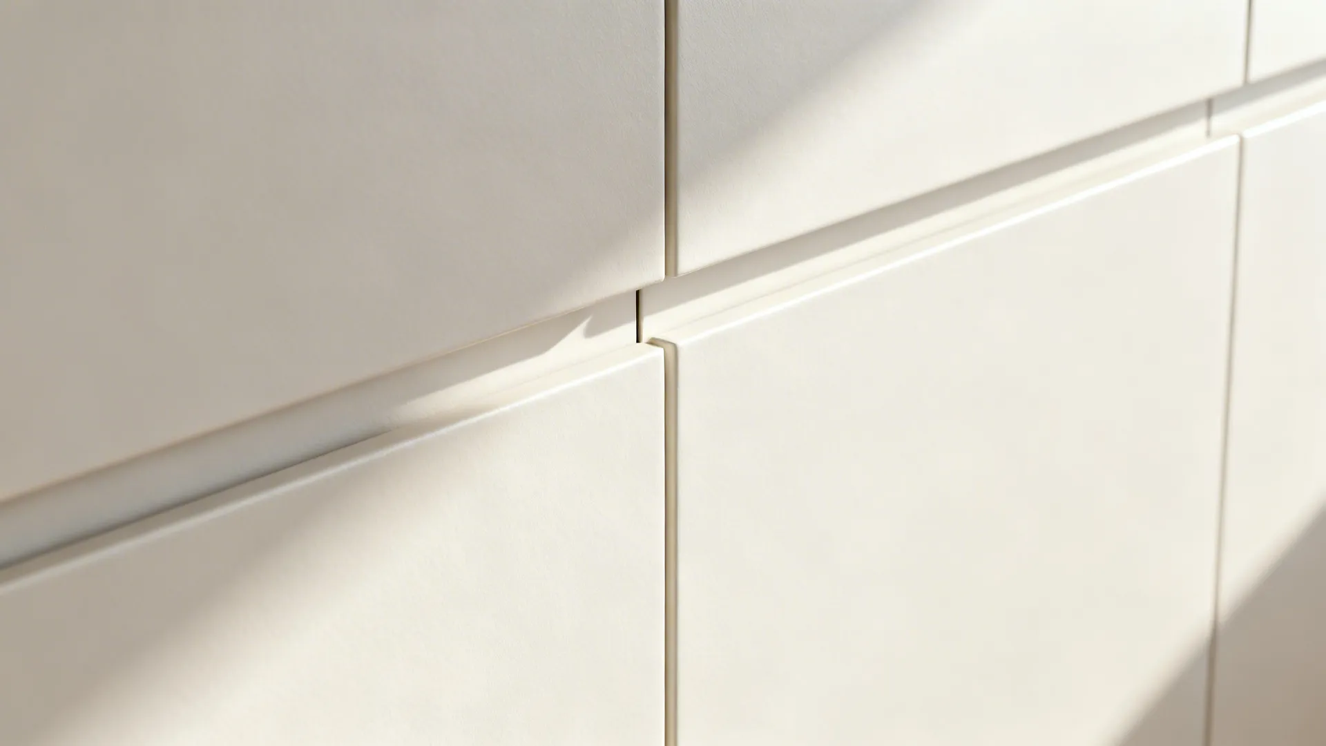 Macro of handleless cabinet reveals with 2–3 mm gaps and satin paint texture in soft light.