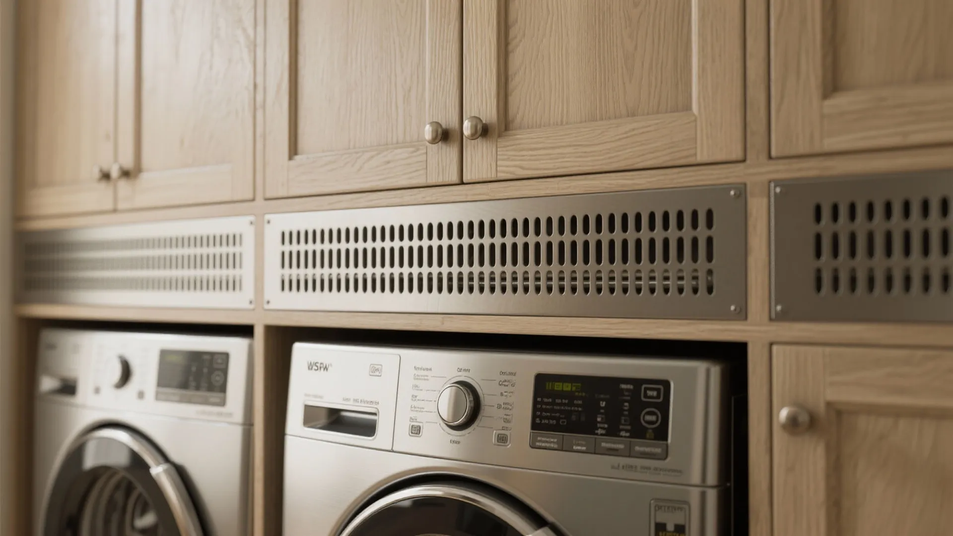 4. Cabinet-Style Laundry with Ventilation Panel