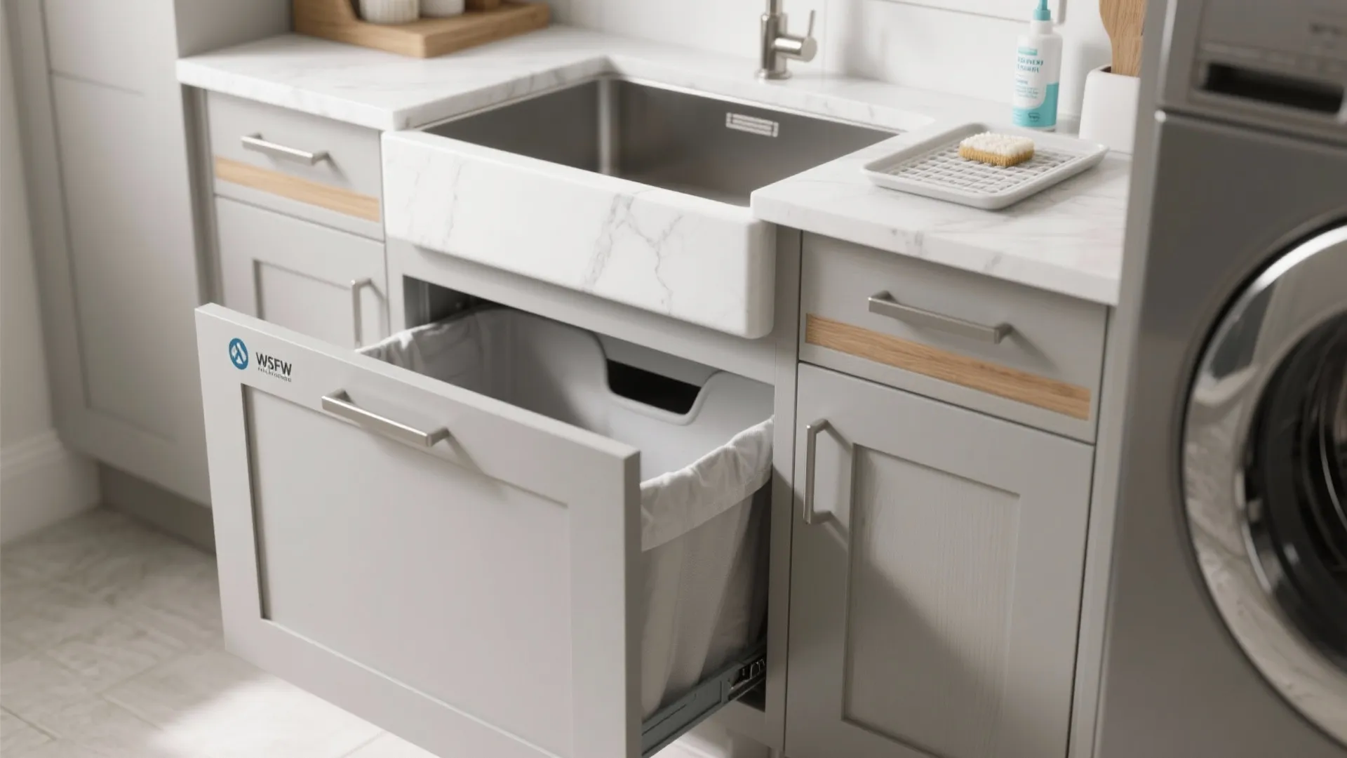 Idea 3: Sink + base cabinet = landing zone and storage