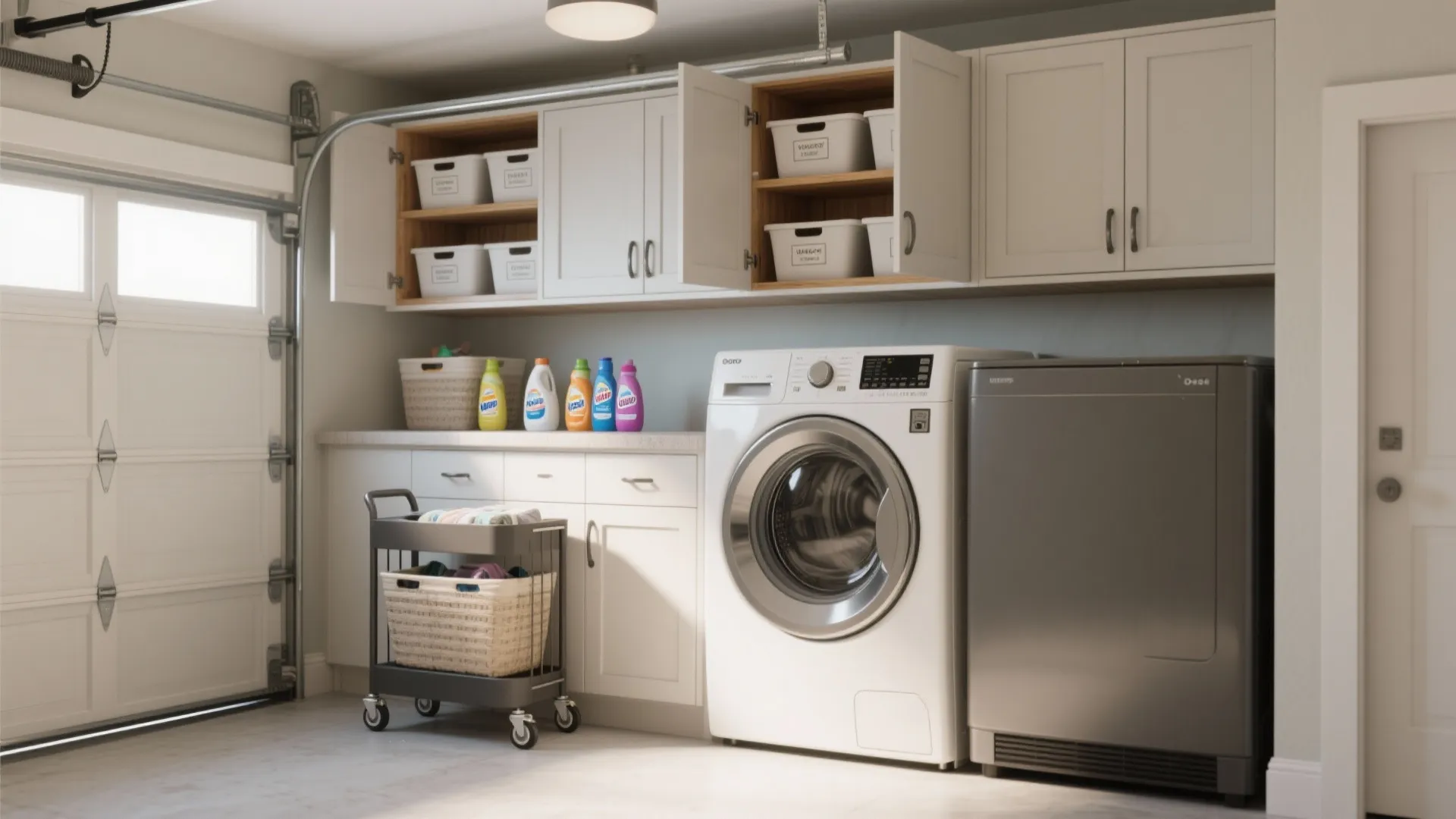 3. Cabinets Above, Rolling Cart Below