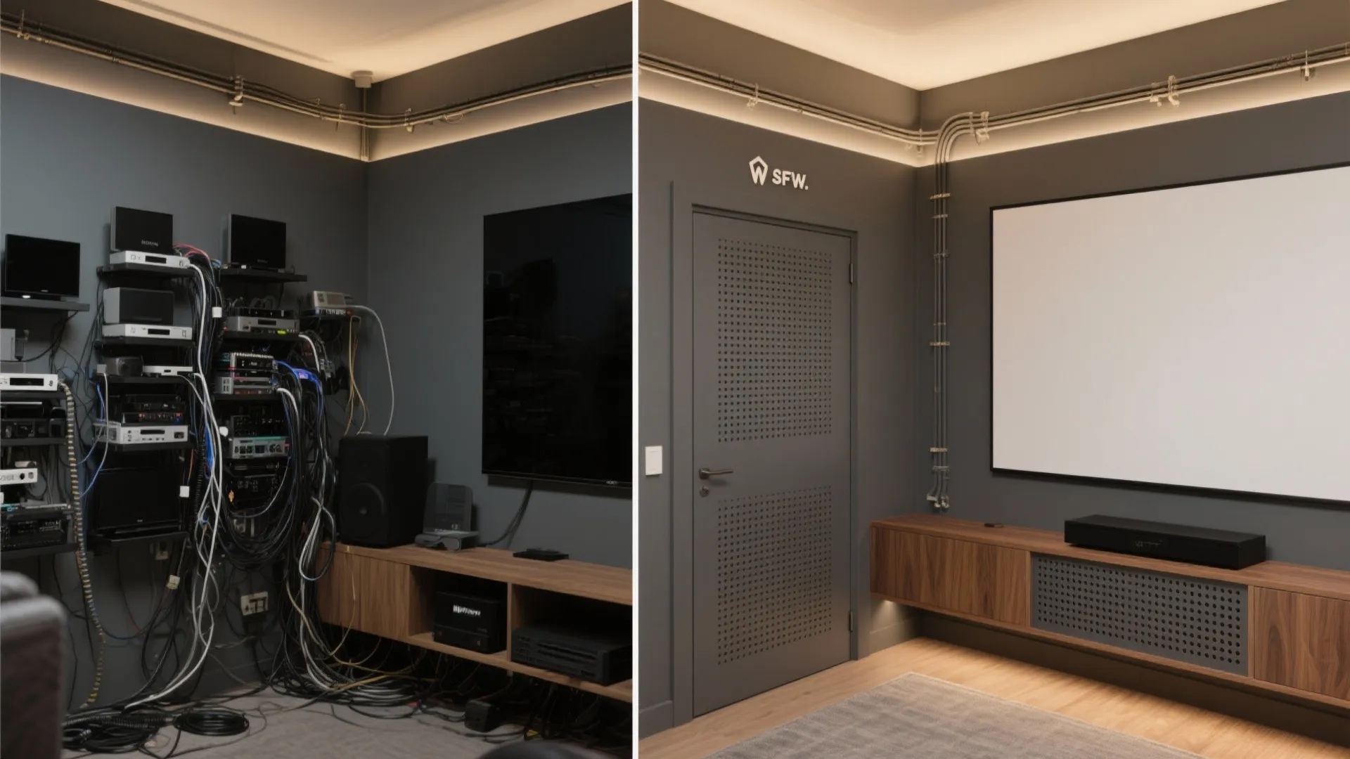 Clean Media Wall and Cable Management