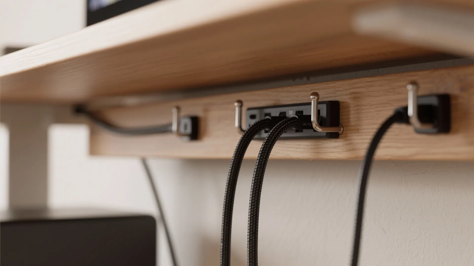 Minimal desk + wall-mounted shelves