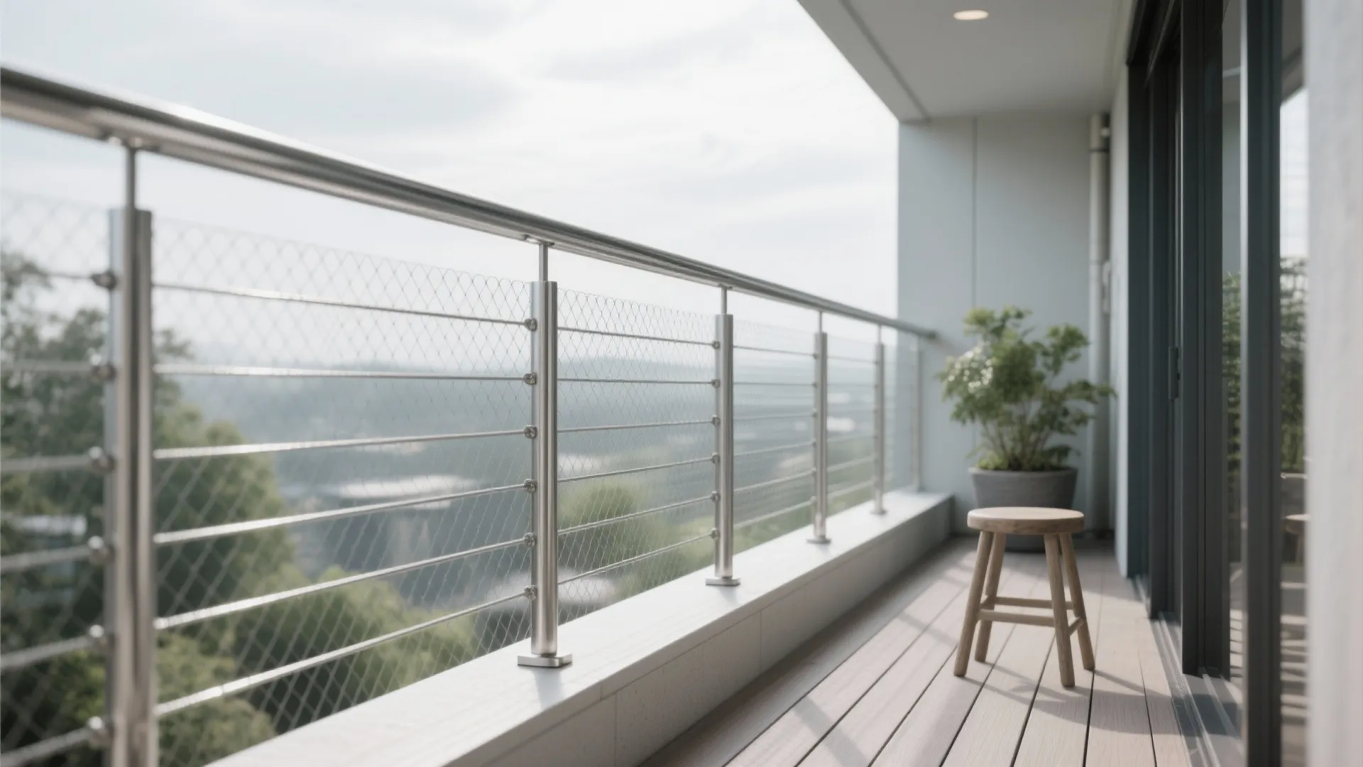 Cable Railing with Safety Mesh Insert