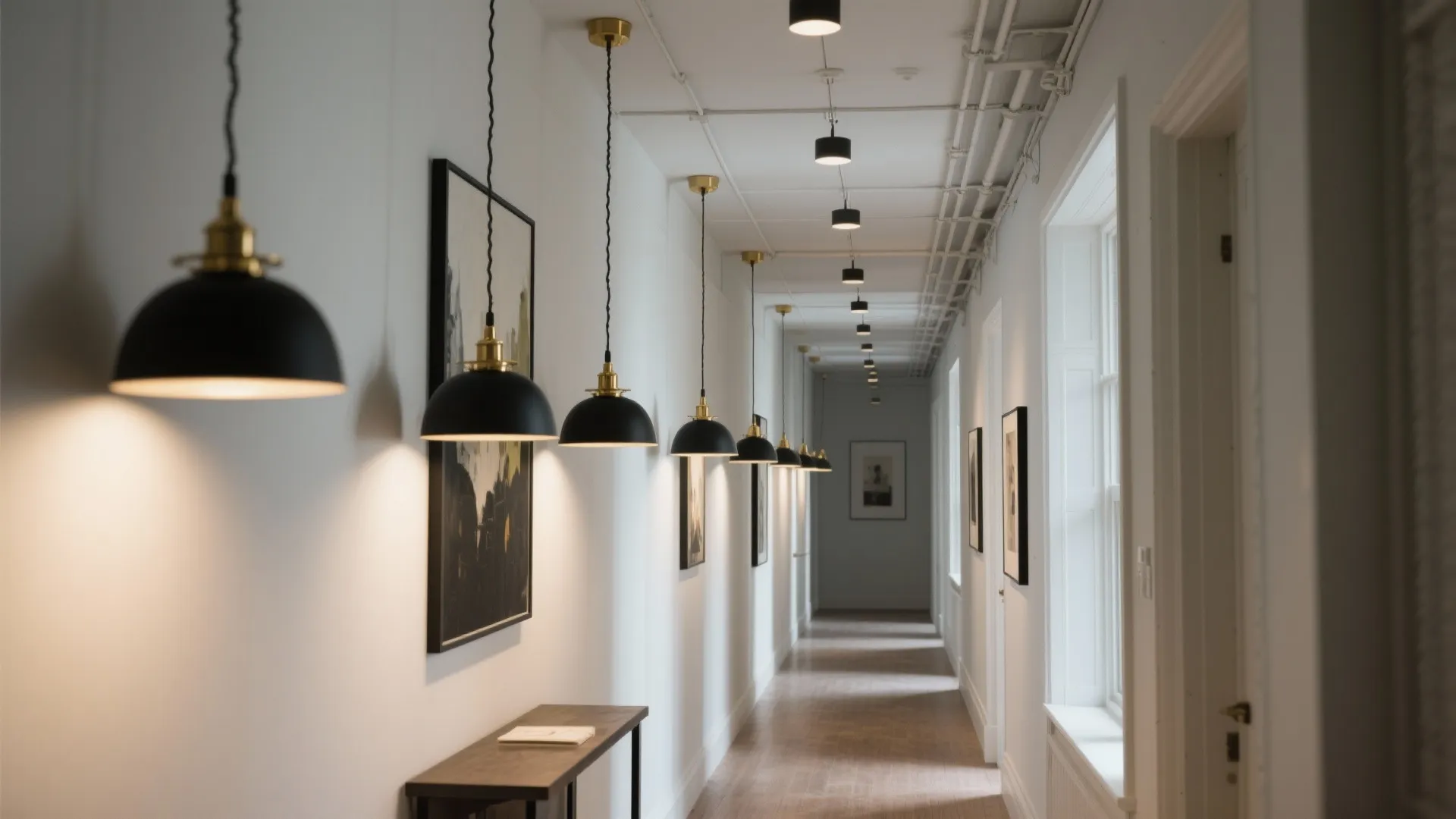 4) Cable-suspended micro pendants in a rhythm