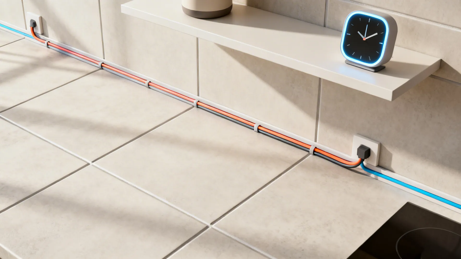 Digital LED Clock with Big Numbers (Under-Cabinet or Shelf)