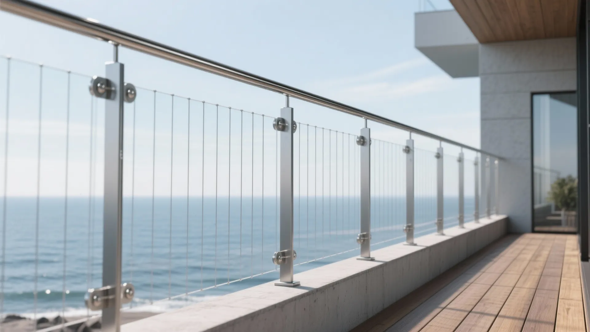 Slim Stainless Cable Railings, Horizontal or Vertical