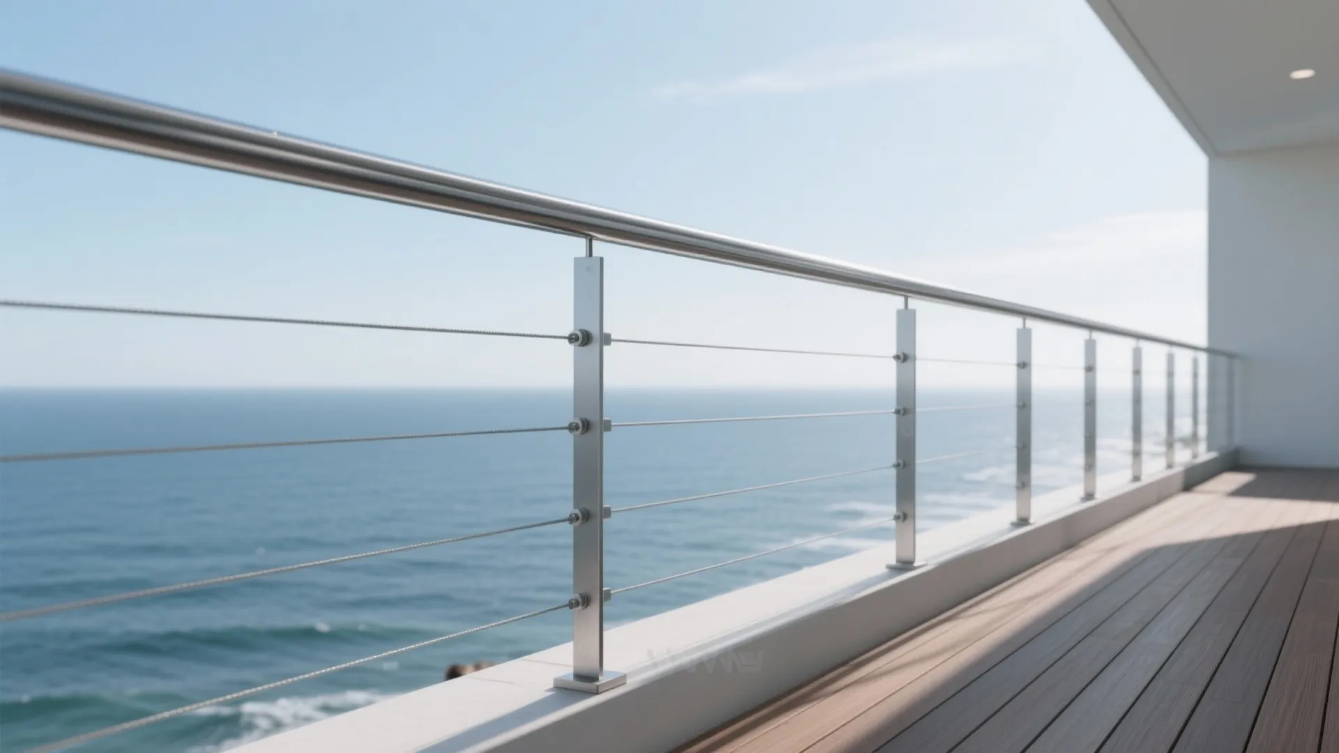 Cable railing with stainless hardware