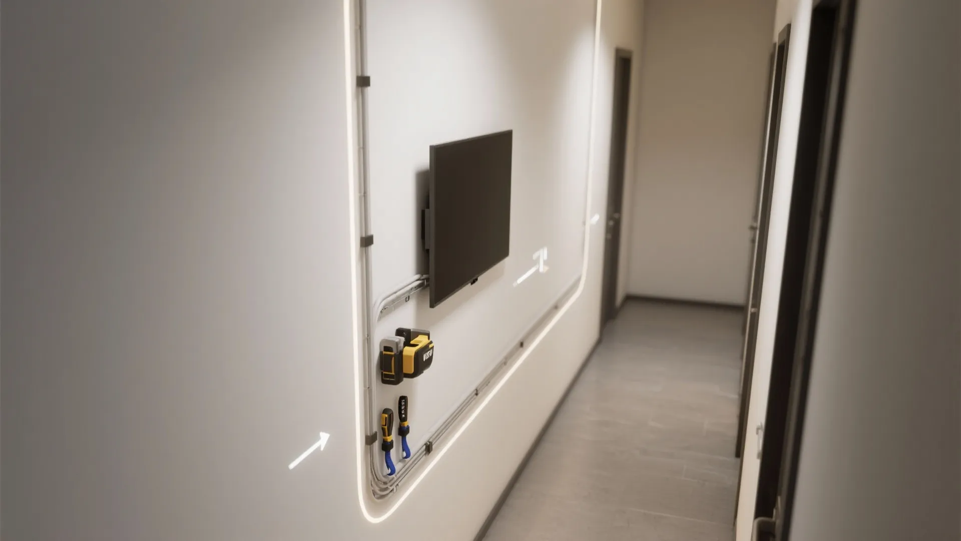 Minimal Framed Wall with Concealed Cabling