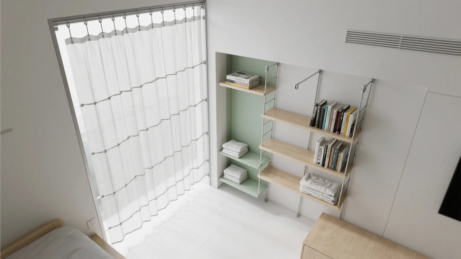 Cable-Net Fabric Walls with Hidden Storage
