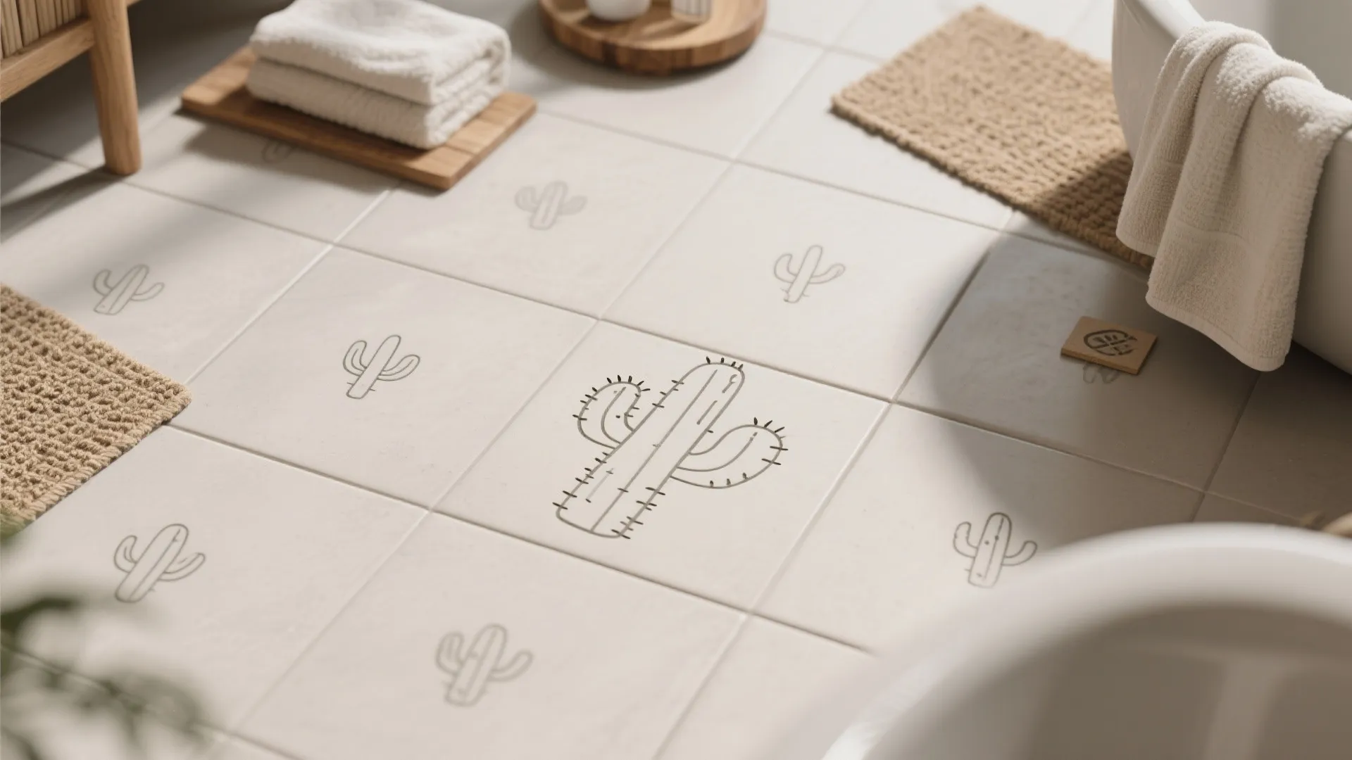 Tip 3: Floor Tiles with Subtle Cactus Motif