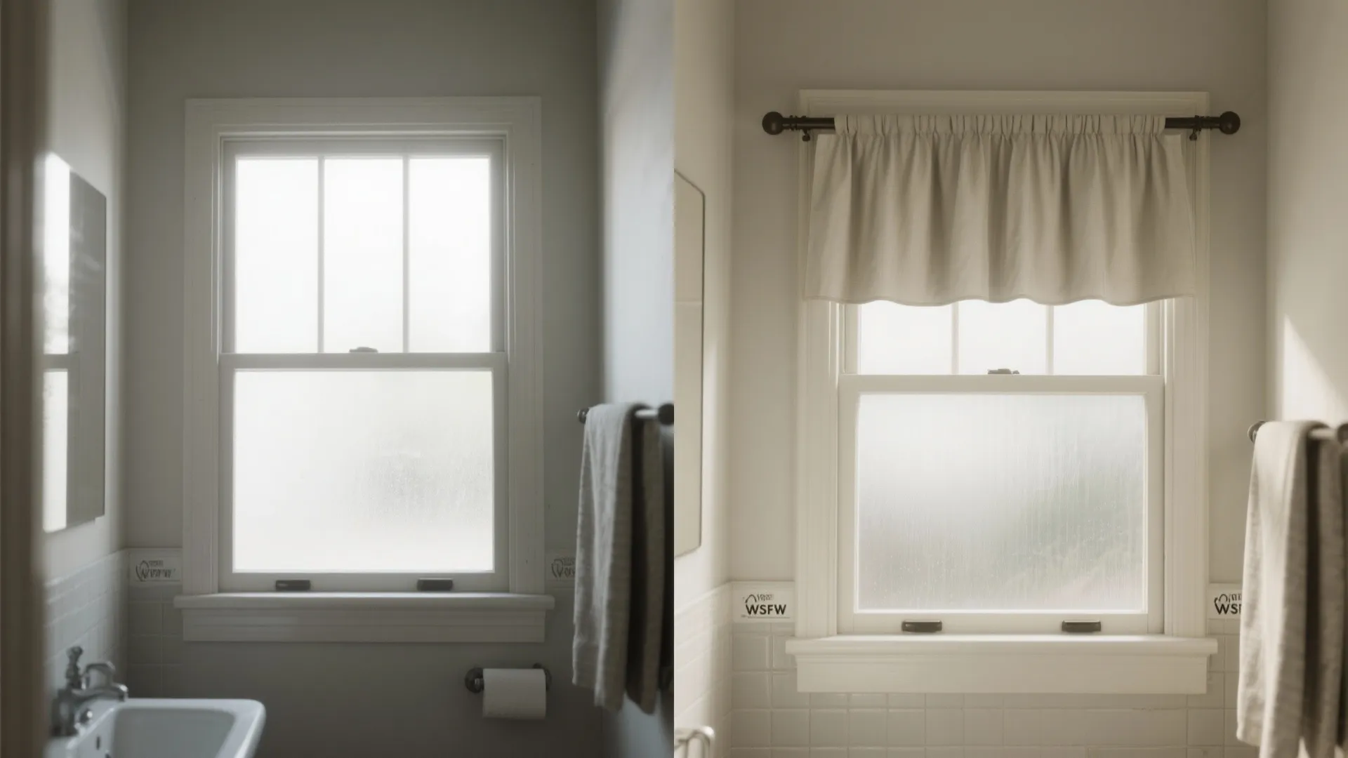 Café Curtains with Frosted Film for Half-Height Privacy