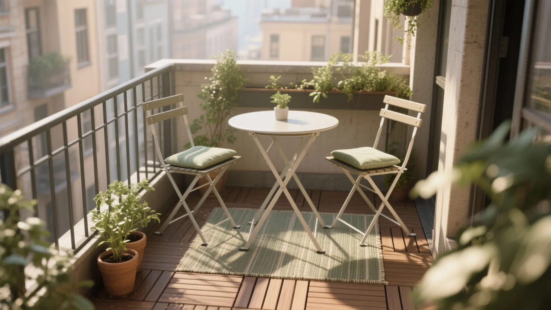 Tiny Café Corner: Bistro Table + Two Chairs