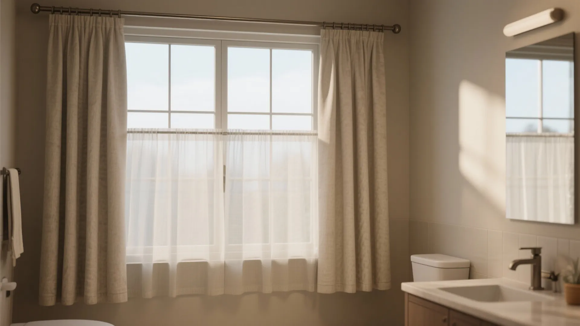 Café Curtains with Frosted Film for Half-Height Privacy