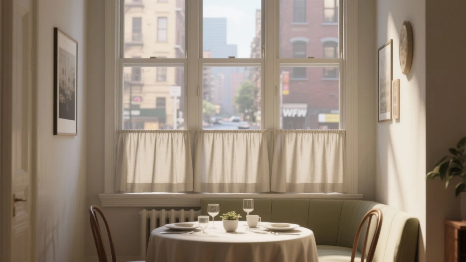 3. Half-height café curtains to keep light and intimacy