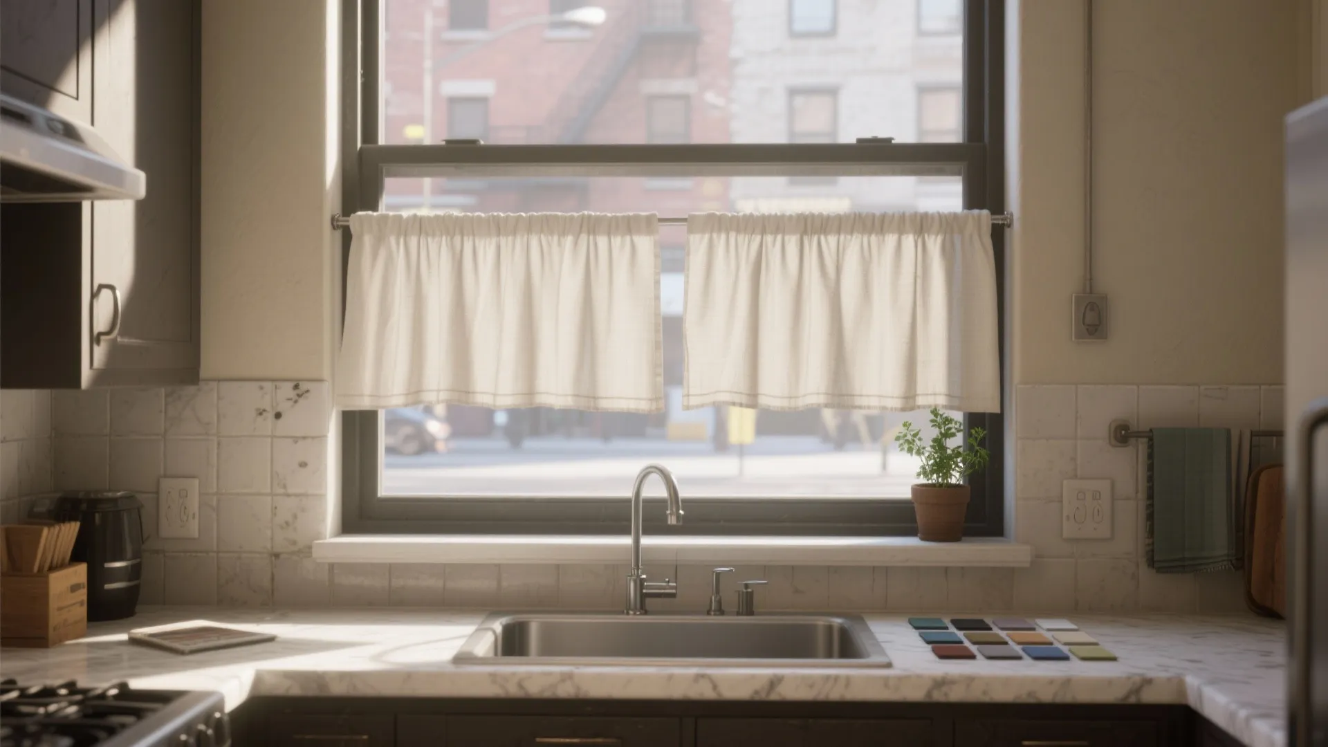 3. Cafe curtains for half-window charm