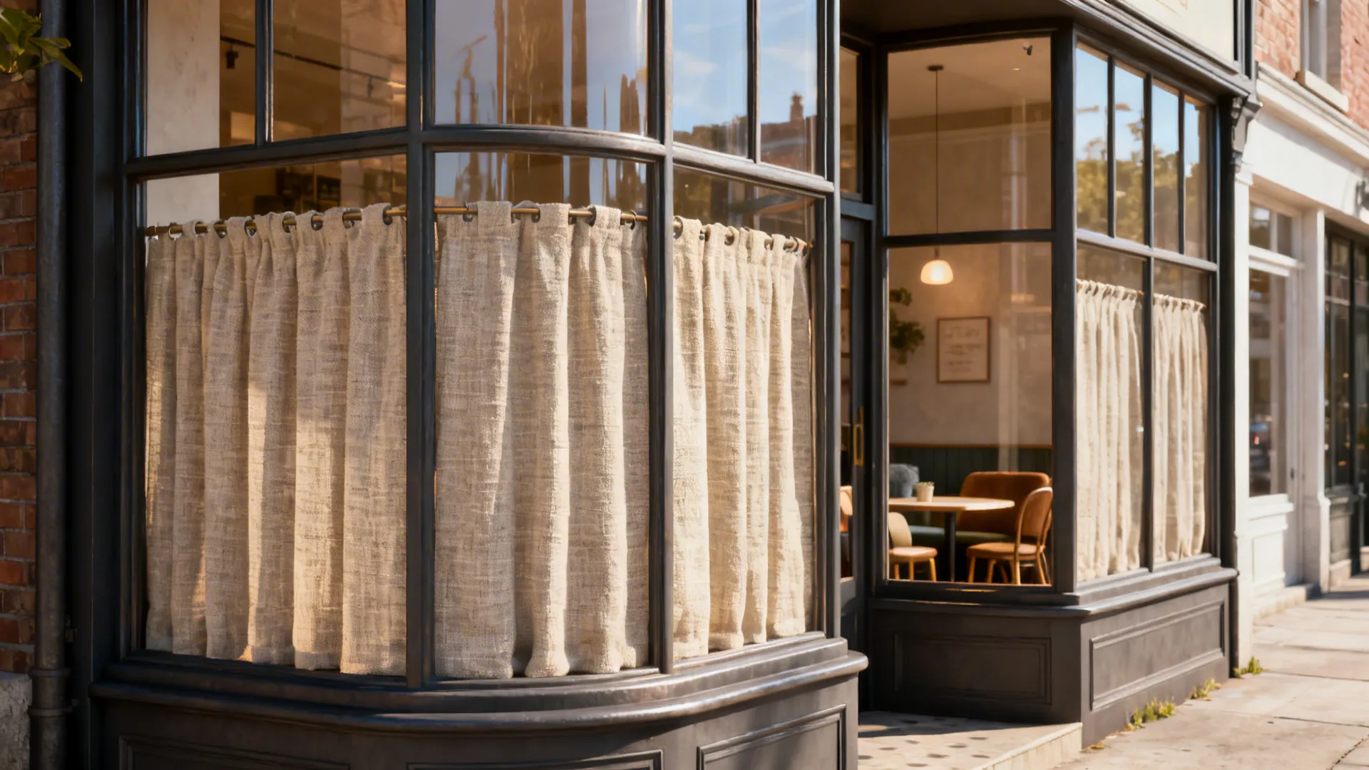 4. Café-style curtains on the lower half