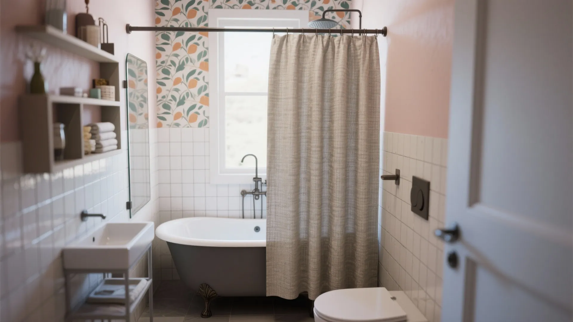 2. Half-Curtain with a Top Rail (Cafe Style)