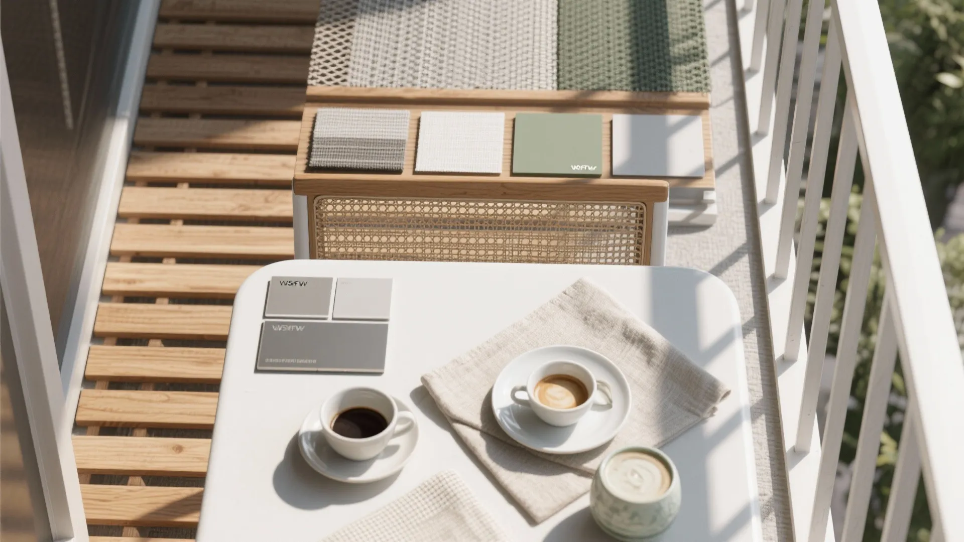 2) Narrow café-style table with breathable chairs