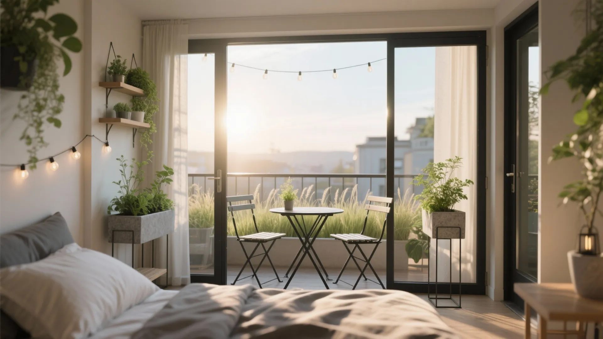 Biophilic micro-garden and a morning cafe moment