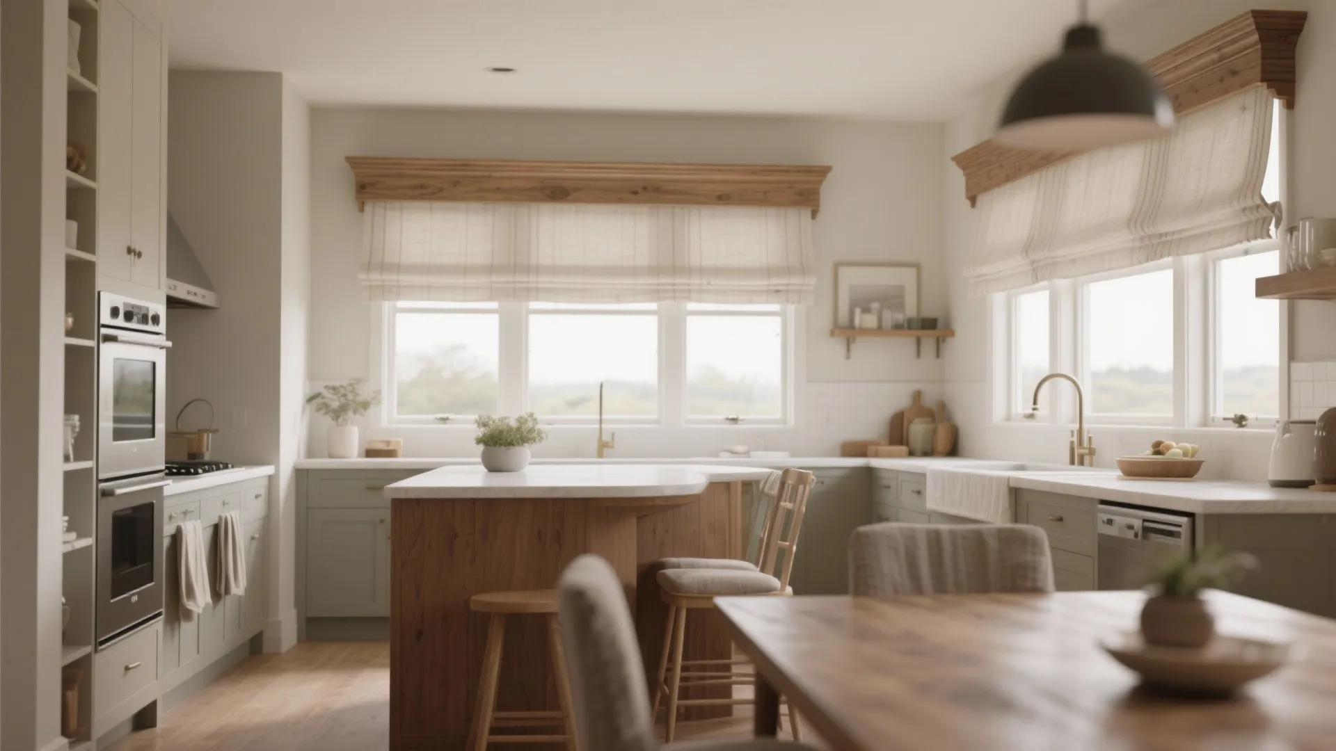 5. Short Café-Style Valances or Pelmets for Open Kitchens