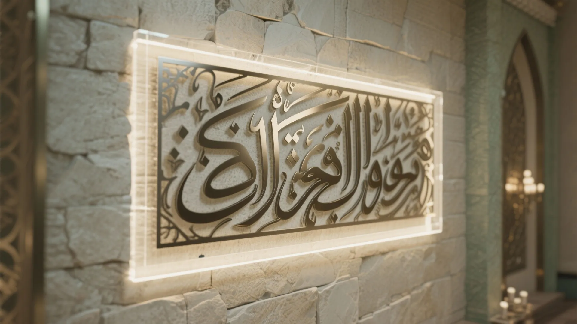 Calligraphy Feature Wall with Backlighting