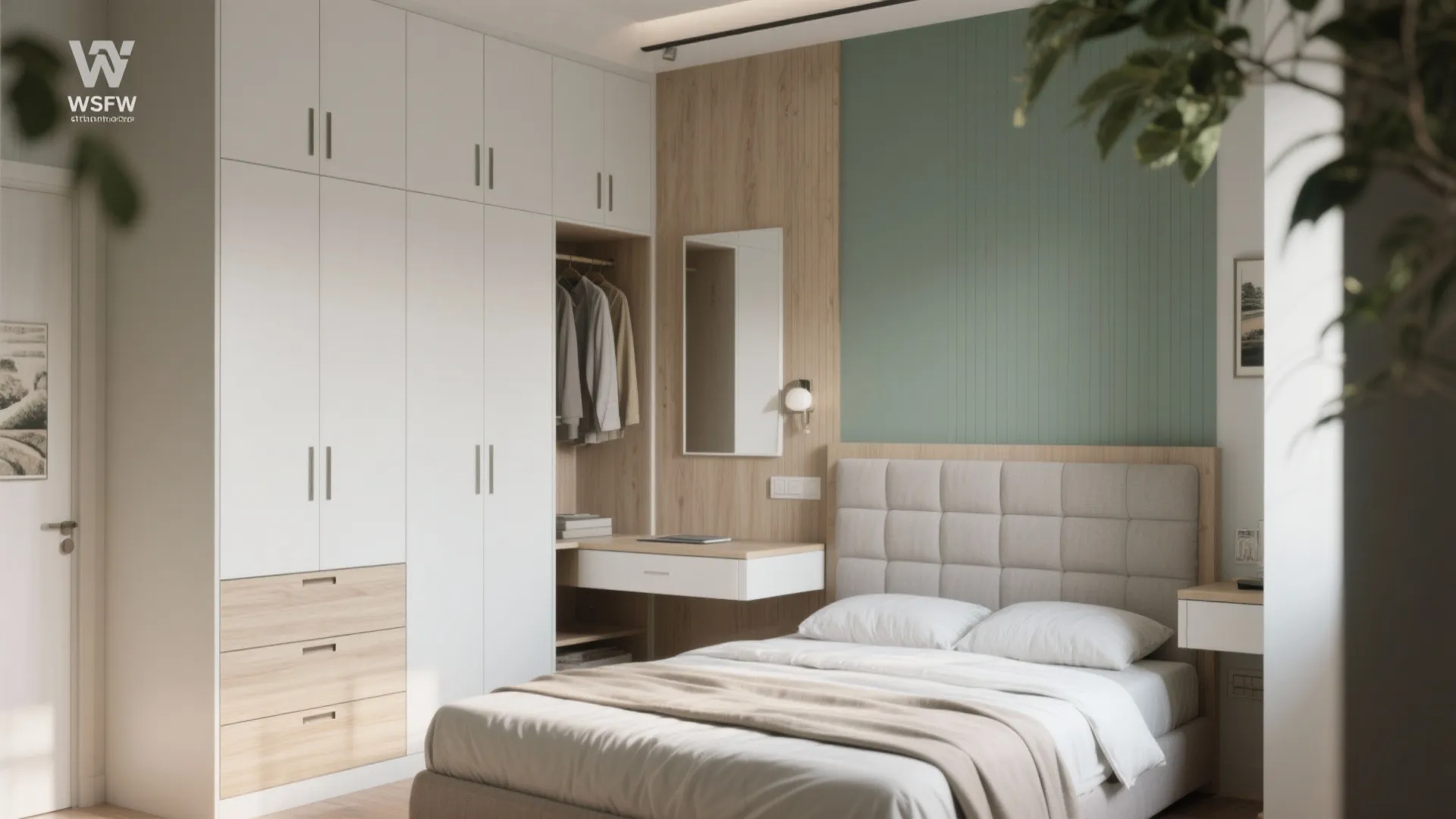 Bedroom calm: wardrobes, headboards, and micro work nooks