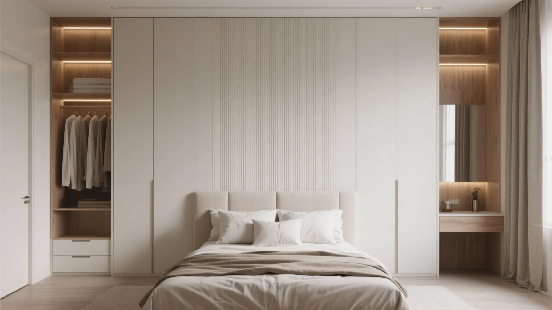Calm bedrooms with storage that disappears