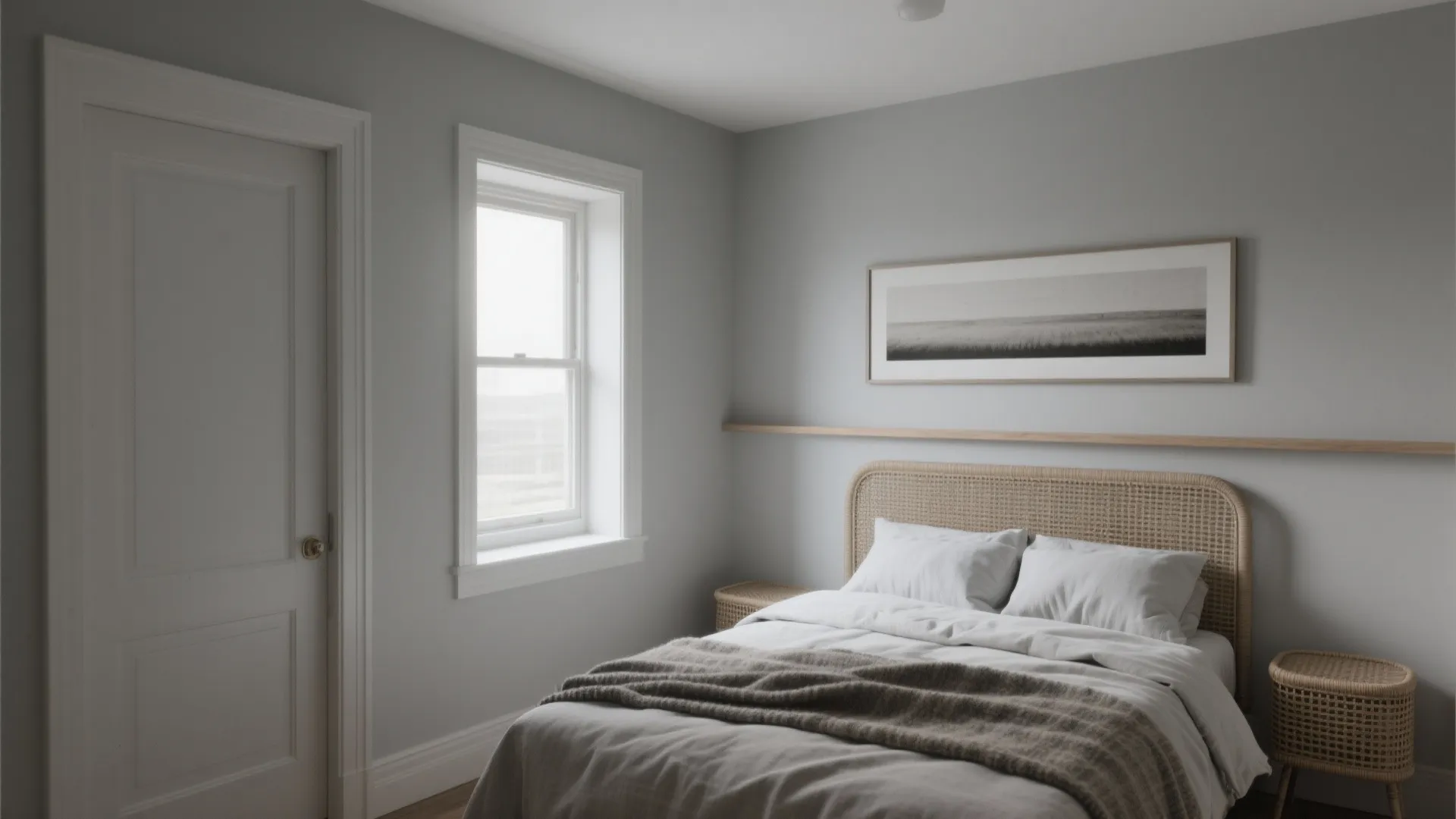 Idea 5: One calm color, rich texture, and a slim art ledge