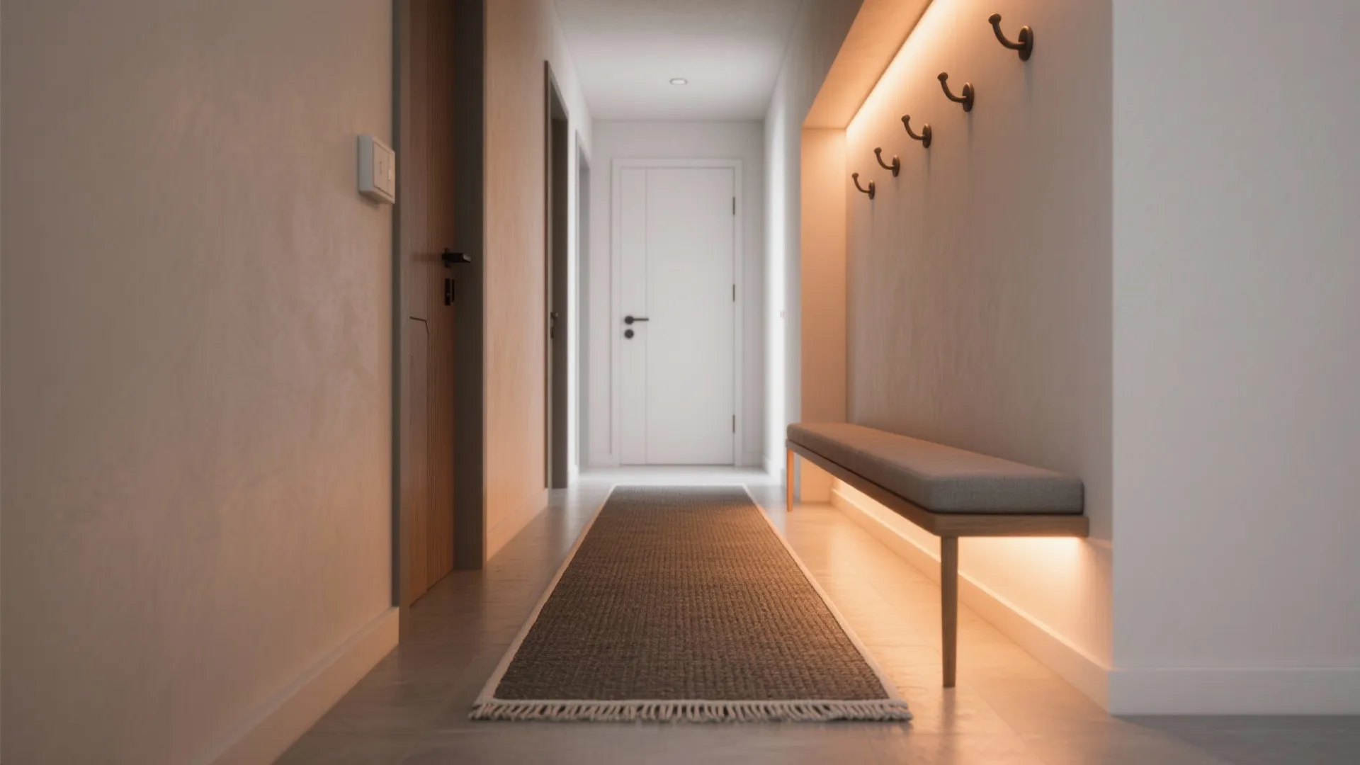 Lighting and floor zoning for calm entries