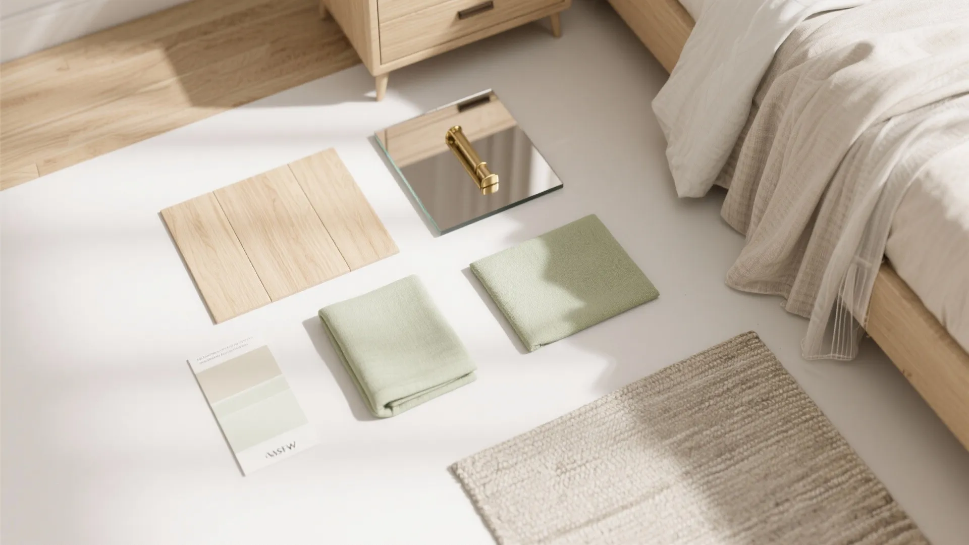 Calm palette, mirrors, and sliding doors