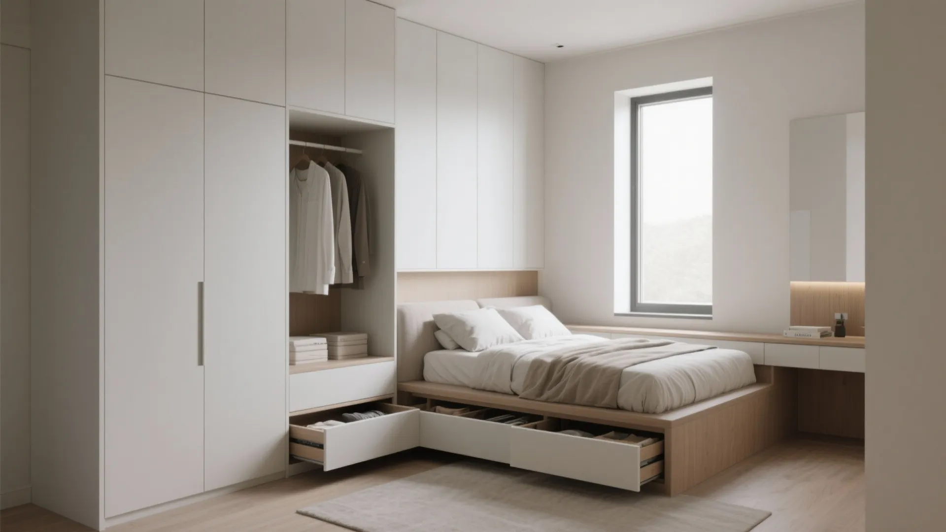 Minimalist Master Bedroom Storage