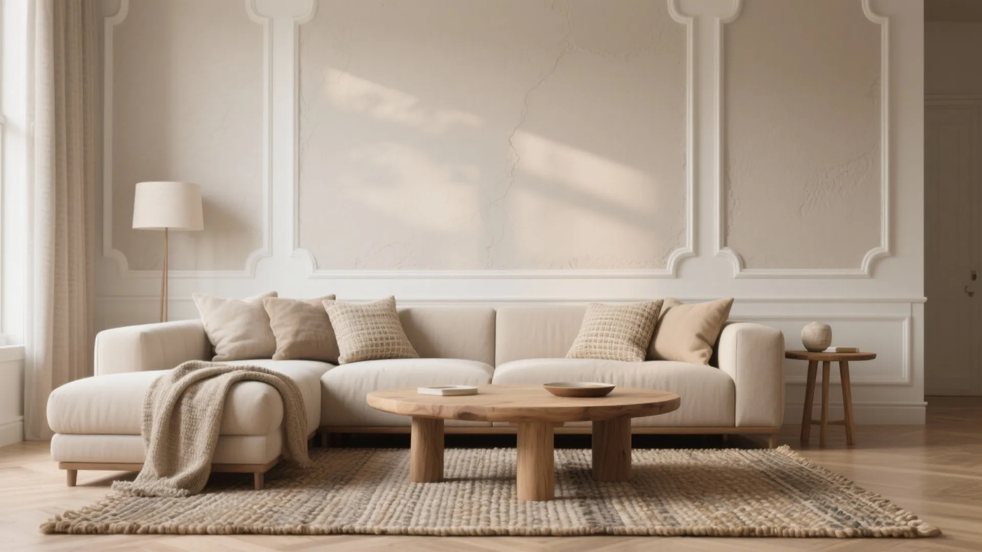 1. Calm neutrals with textured accents
