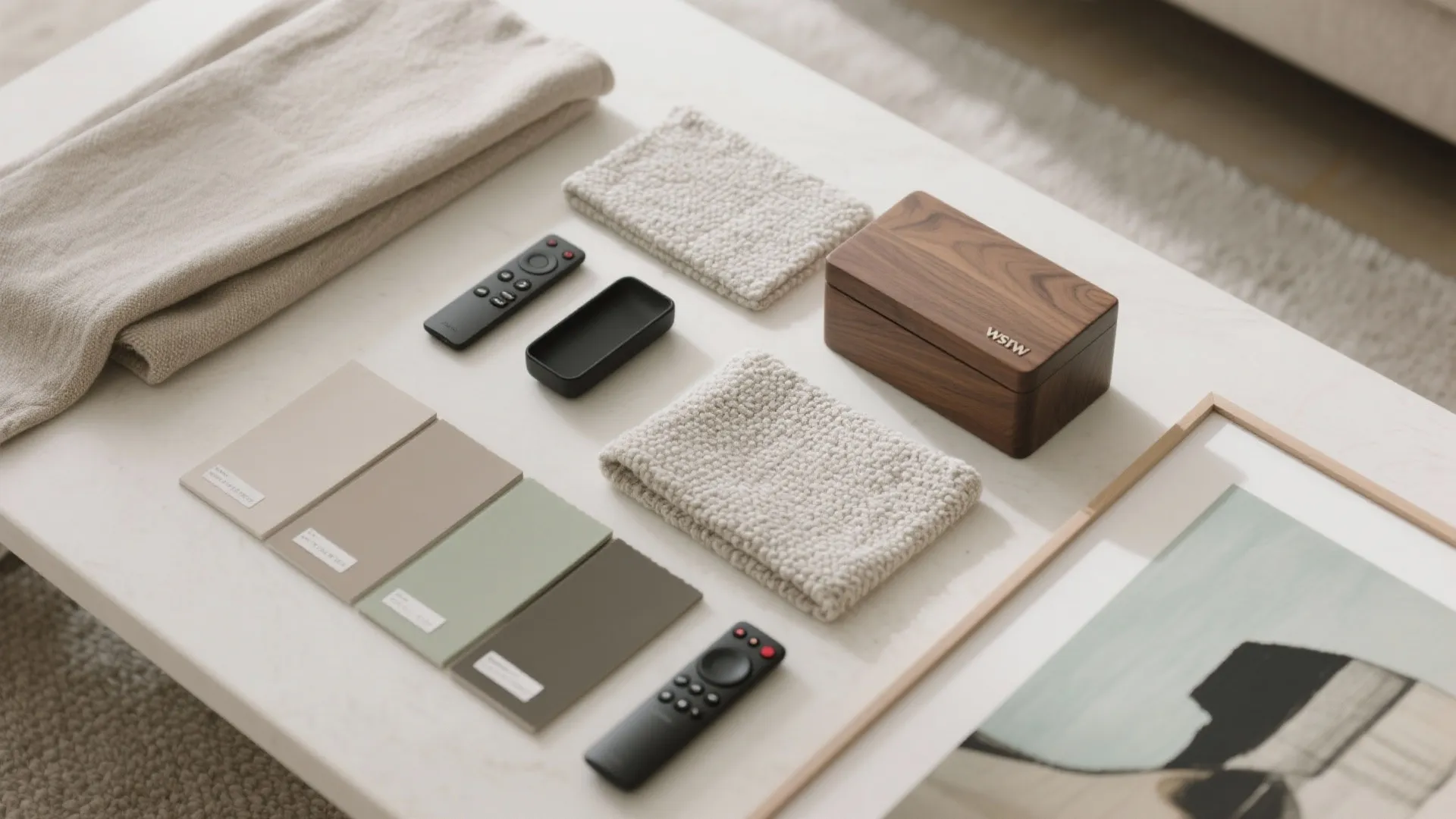 5) Calm palettes, bigger art, and less (visible) stuff