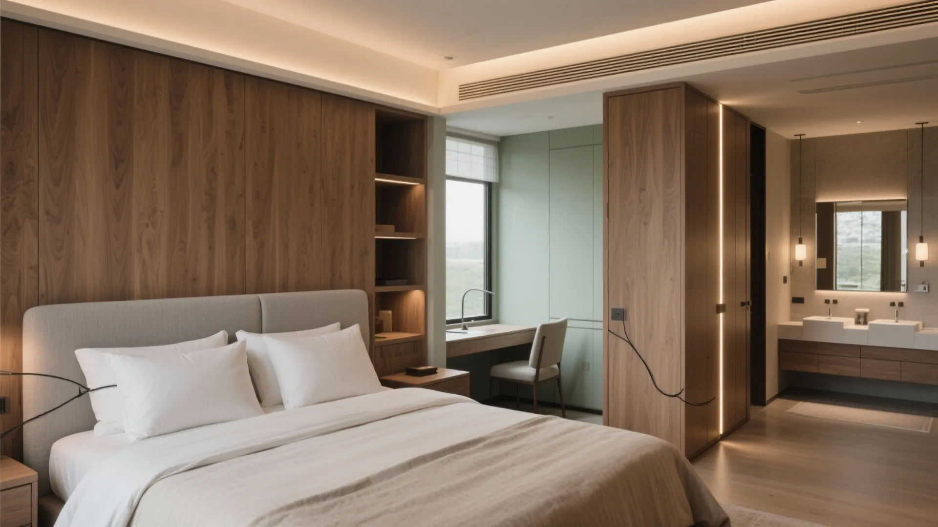 5) A Calm Primary Suite With Warm Wood and Smarter Storage