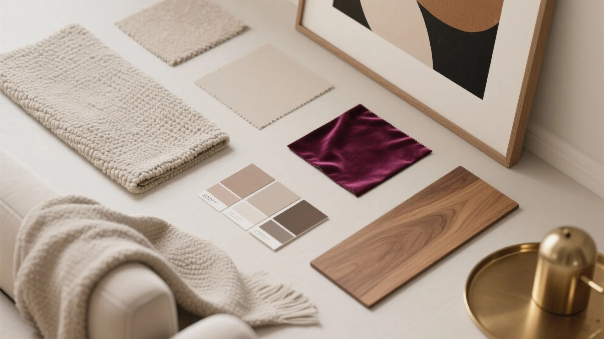 4) Calm colors, rich textures, one bold move