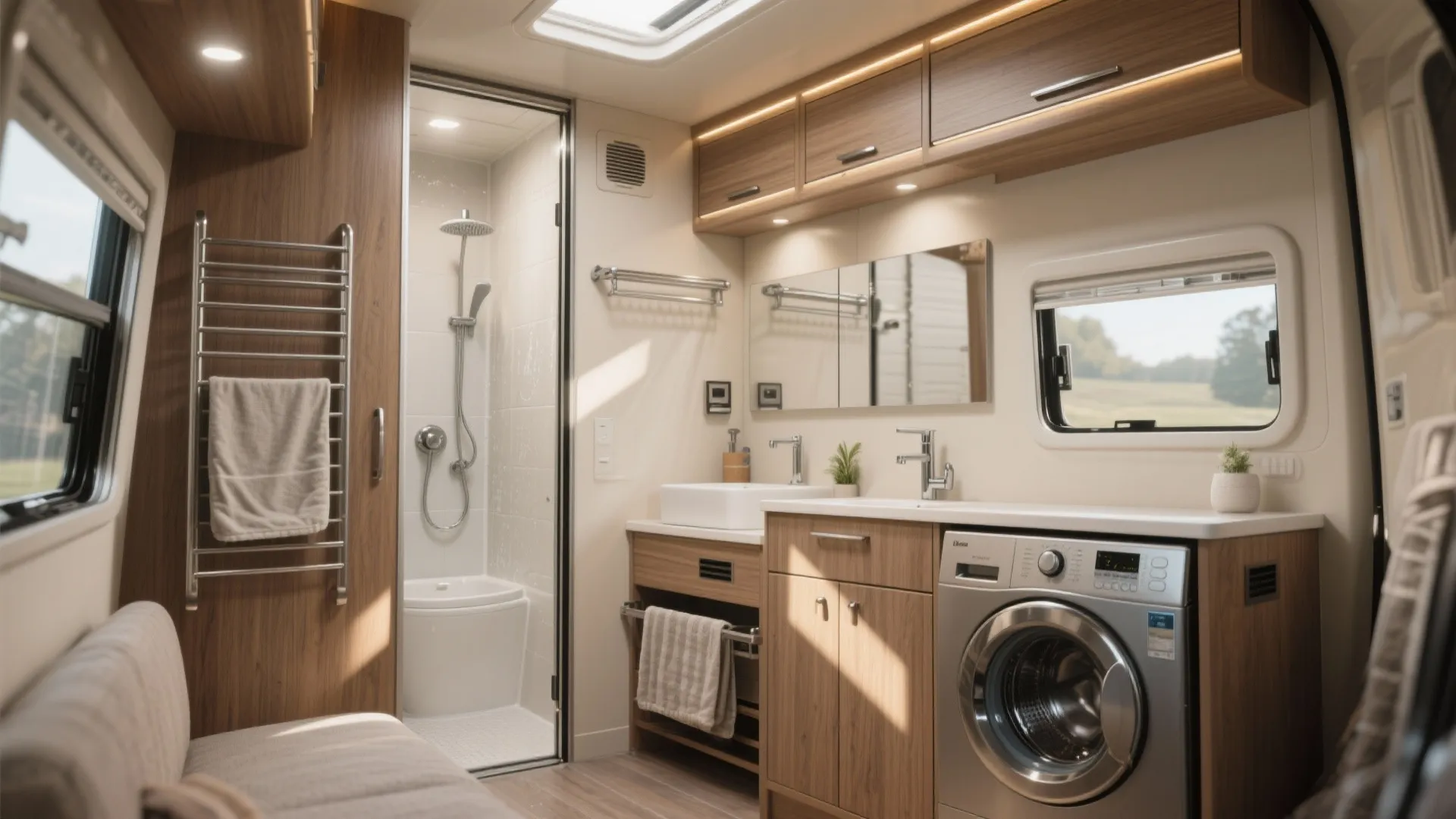 5 Camper Bathroom & Laundry DIY Ideas: Smart, small and surprisingly comfy solutions for combining bathroom and laundry in a camper