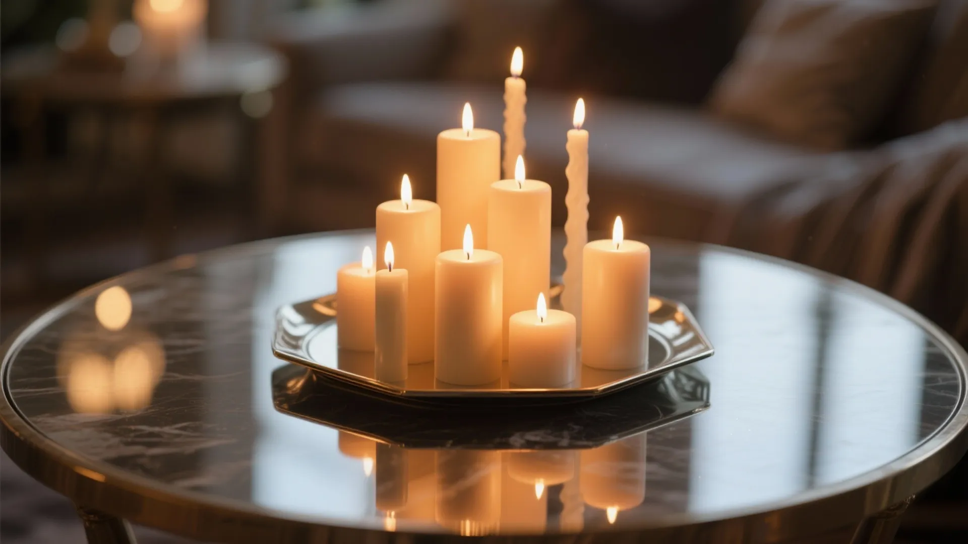 Candle cluster on a mirrored base