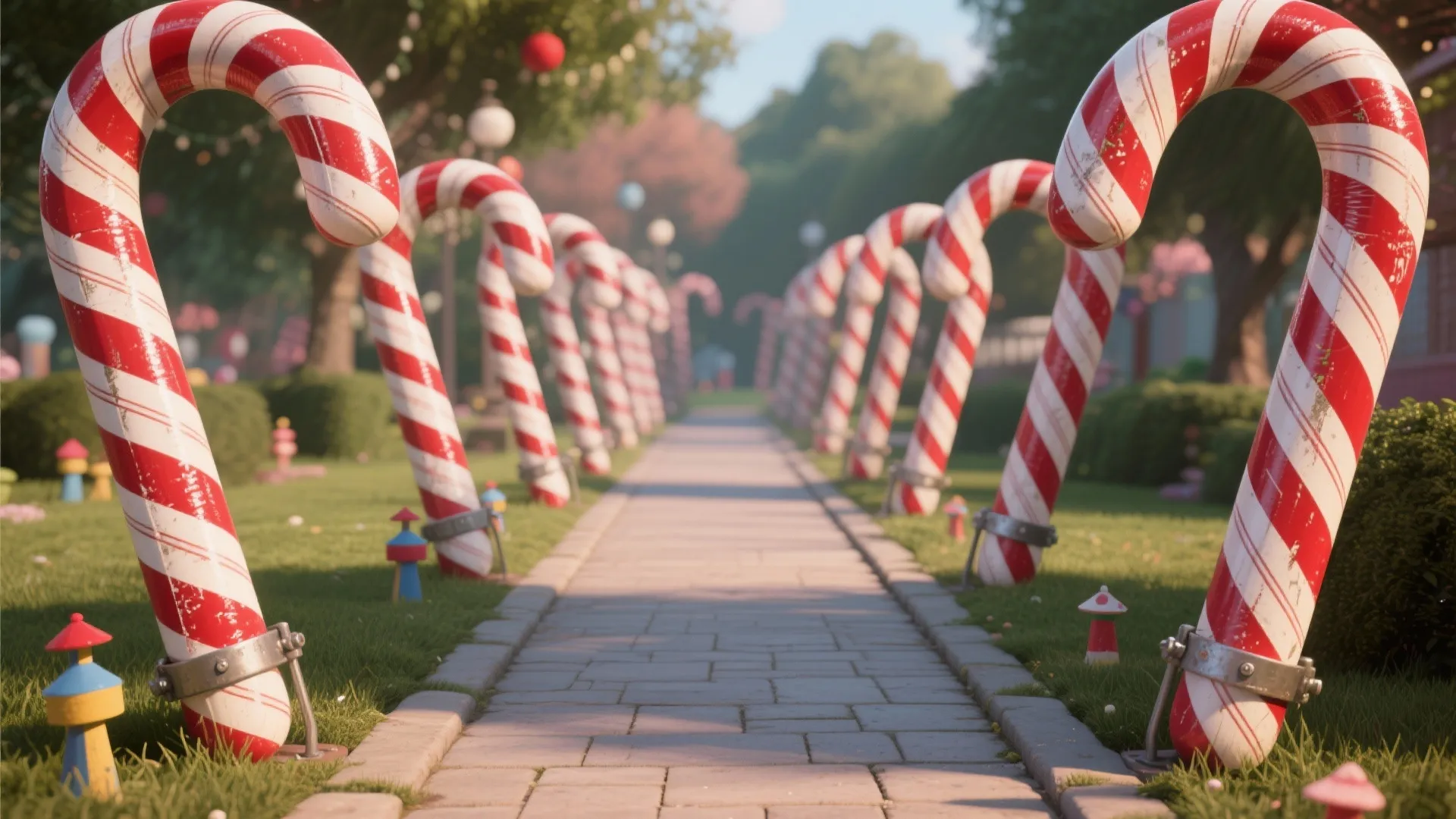 3. Giant Candy Canes Lining a Walkway