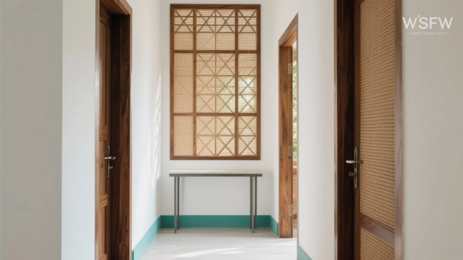 Woven Cane and Jaali Panels for Light and Privacy