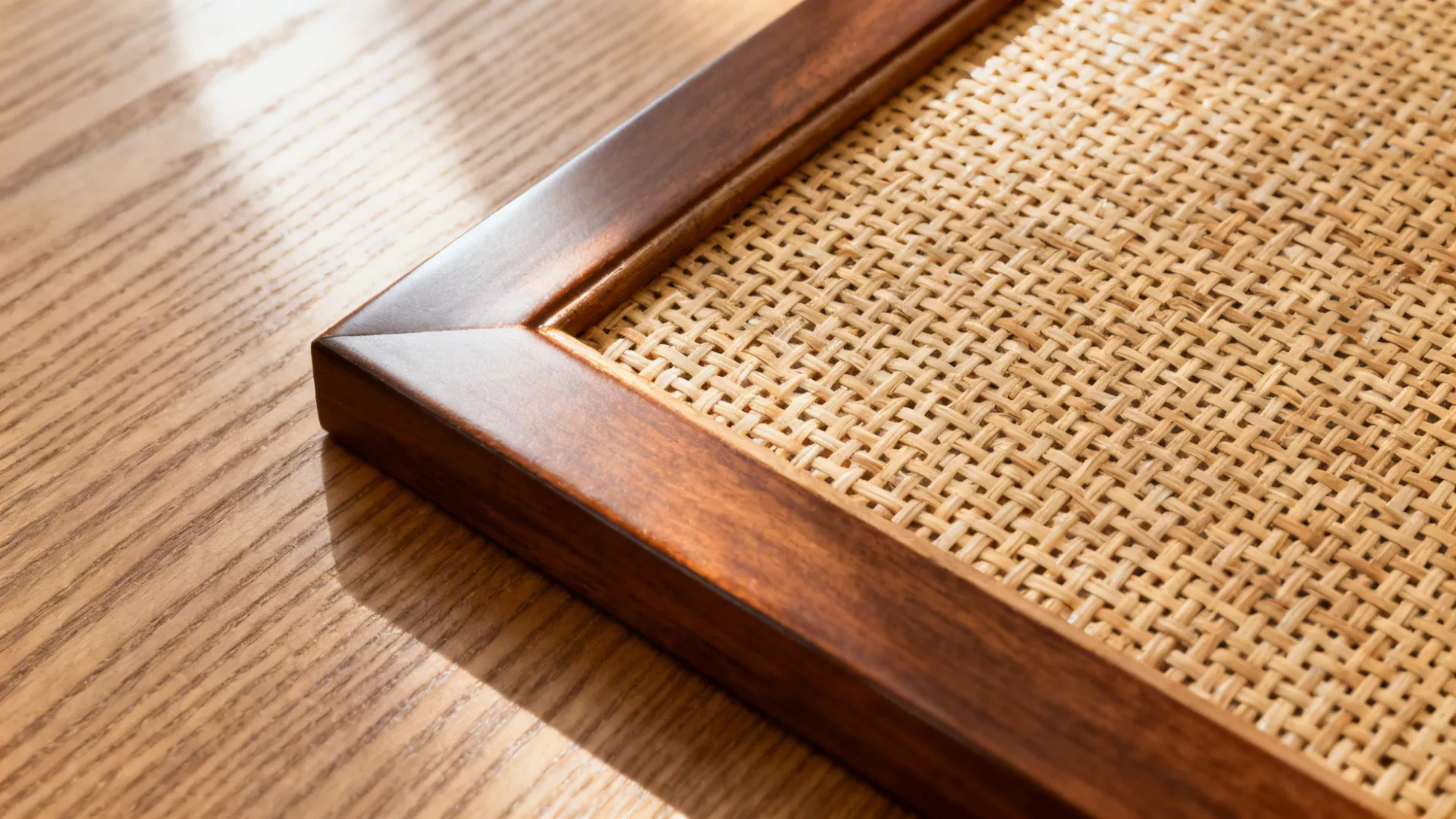 Warm-traditional meets modern: wood tones and cane