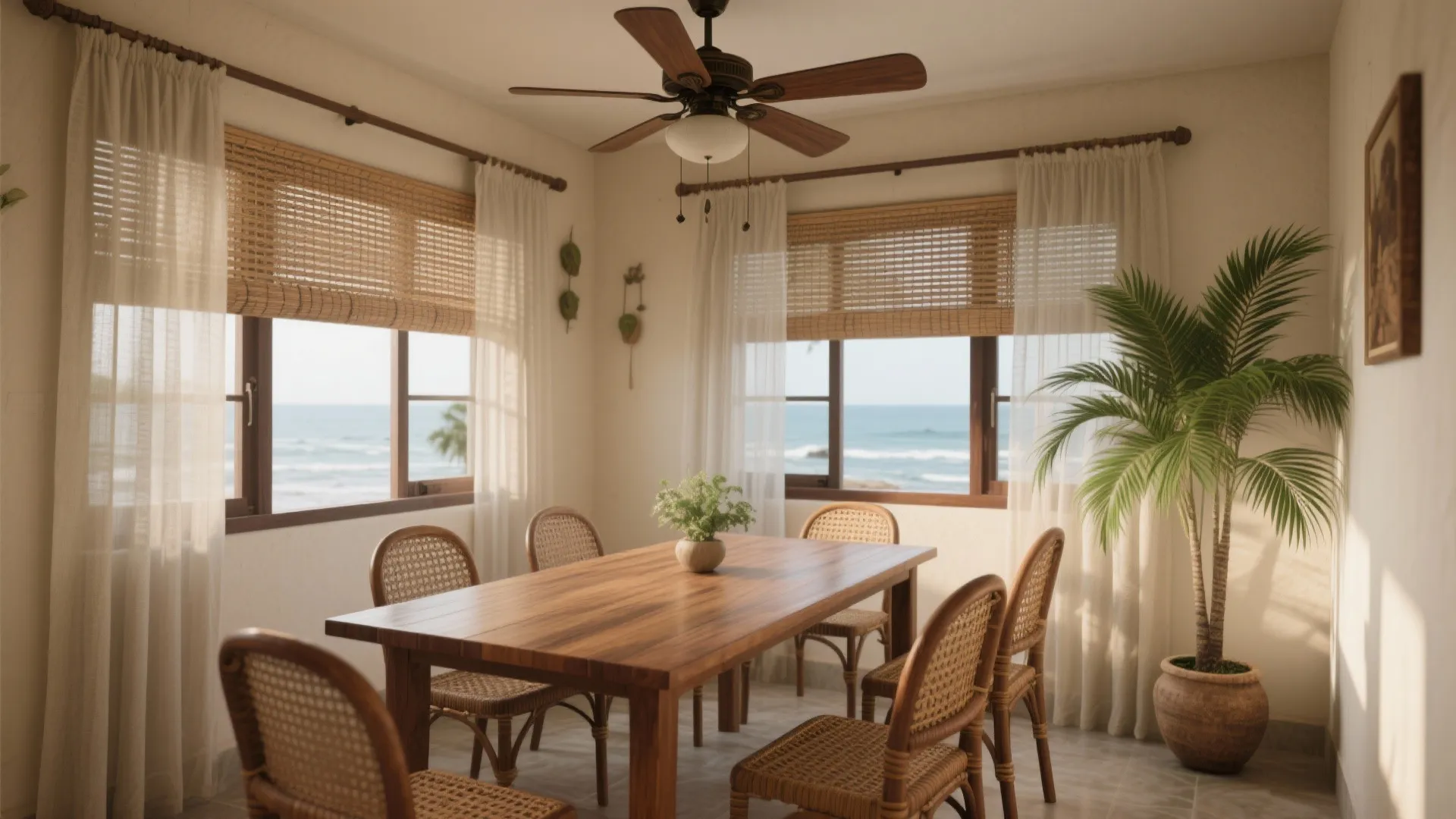 Cane and Teak Warmth with Cross-Ventilation