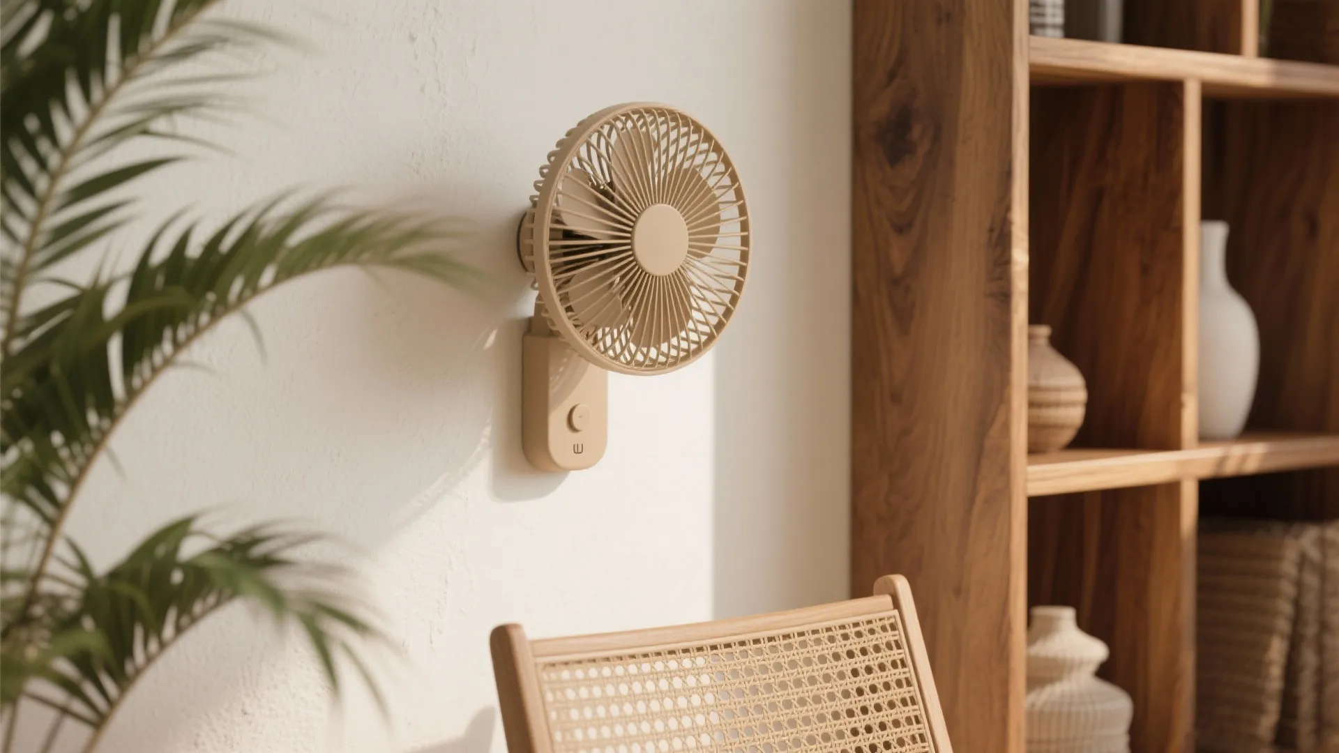 Tropical Cane & Teak Styling Around the Fan